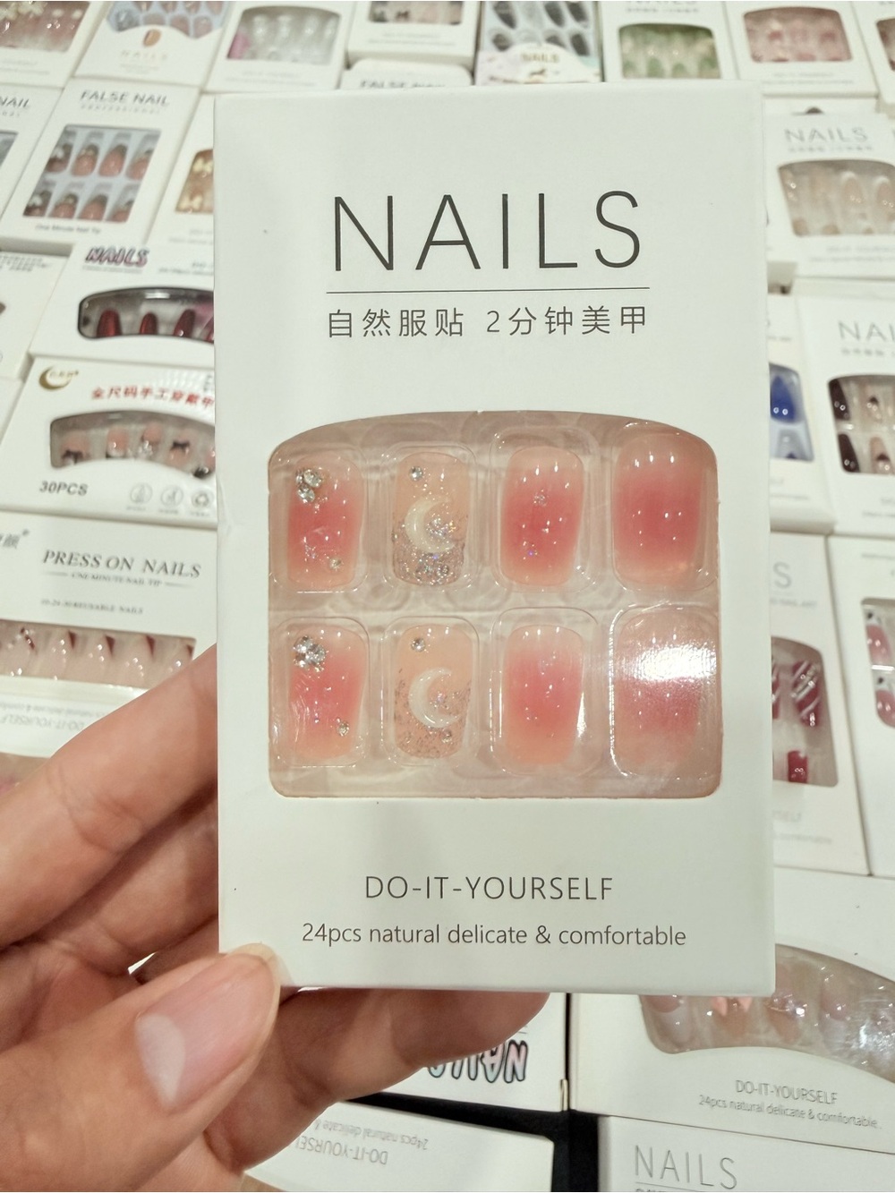 Do-It-Yourself Press-On Nails - Pink Ombre with Glitter Accents